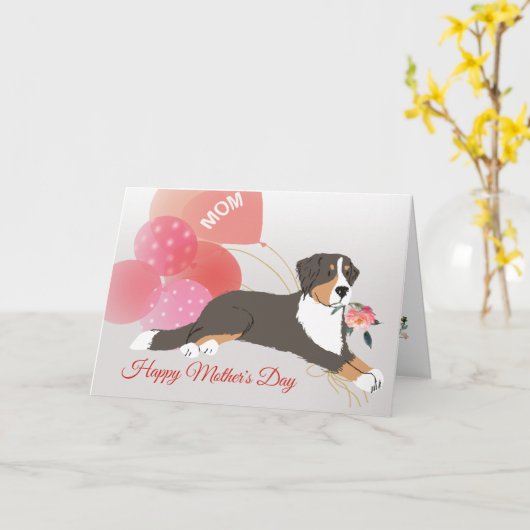 母の日の愛あなたのベルネーゼ山犬から カード (黄色い花)