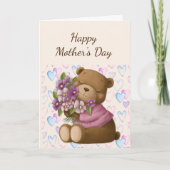 母の日の愛を感謝するクマの花 カード (正面)