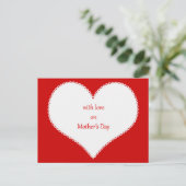 母の日の愛を背景にハート赤 ポストカード (スタンド正面)