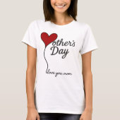 母の日の愛バルーン – "愛する母"ハート Tシャツ (正面)