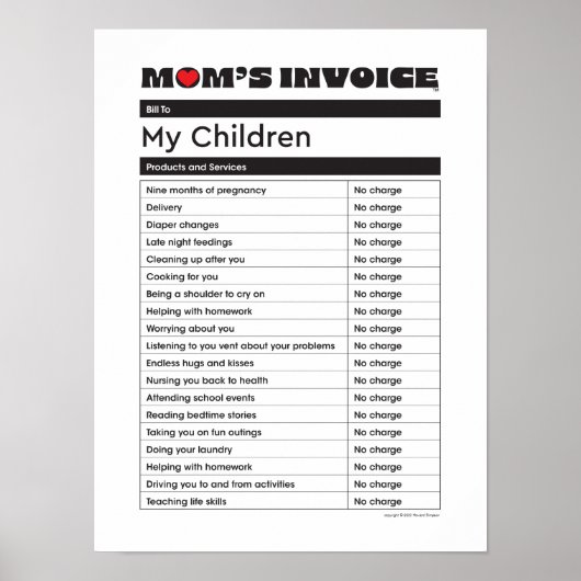 母の日の愛ママ請求書 – ギフト ポスター (正面)