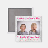 母の日の愛 ベストマムエバー かわいい子供写真 マグネット (正面/裏面)