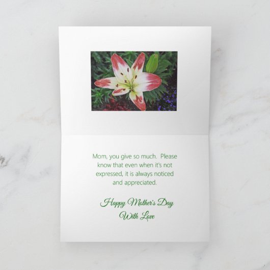 母の日の感謝かわいらし/DAYLILY カード (内部)