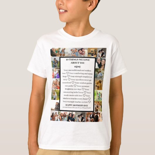 母の日の感謝 | 母の日22枚の写真のコラージュ Tシャツ (正面)