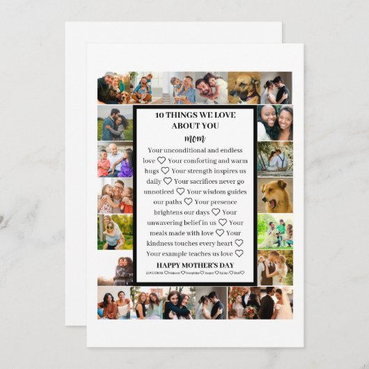 母の日の感謝 | 母の日 22枚の写真のコラージュ シーズンカード (正面/裏面)
