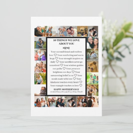 母の日の感謝 | 母の日 22枚の写真のコラージュ シーズンカード (スタンド正面)
