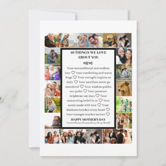 母の日の感謝 | 母の日 22 枚の写真のコラージュ シーズンカード (正面)