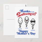 母の日の感謝 飲み込まなくてありがとう家族 ポストカード (正面/裏面)