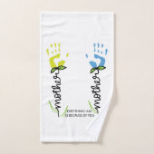 母の日の手書きパーソナライズされた印刷 バスタオルセット (ハンドタオル)