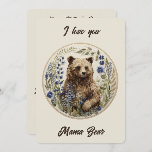 母の日の抱擁：マママベアの愛 サンキューカード (正面/裏面)