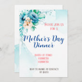 母の日の招待状テンプレート（編集可能） 招待状 (正面/裏面)