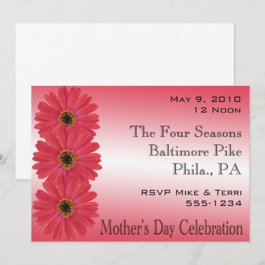 母の日の招待状 招待状 (正面/裏面)