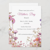 母の日の招待状、母の日のブランチ昼食 招待状 (正面/裏面)