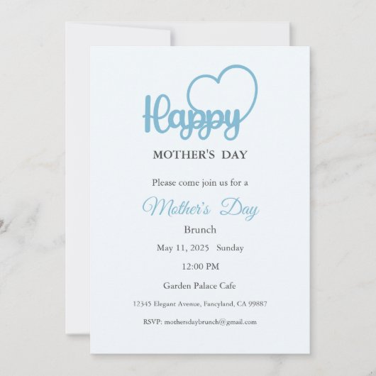 母の日の招待状、母の日のブランチ昼食 招待状 (正面)