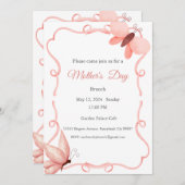 母の日の招待状、母の日のブランチ昼食 招待状 (正面/裏面)