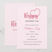 母の日の招待状、母の日のブランチ昼食 招待状 (正面/裏面)