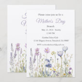 母の日の招待状、母の日のブランチ昼食 招待状 (正面/裏面)