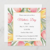 母の日の招待状、母の日のブランチ昼食 招待状 (正面/裏面)