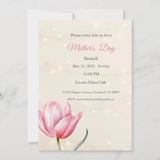 母の日の招待状、母の日のブランチ昼食 招待状 (正面)