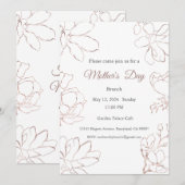 母の日の招待状、母の日のブランチ昼食 招待状 (正面/裏面)