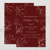 母の日の招待状、母の日のブランチ昼食 招待状 (正面/裏面)