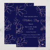 母の日の招待状、母の日のブランチ昼食 招待状 (正面/裏面)