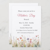 母の日の招待状、母の日のブランチ昼食 招待状 (正面/裏面)