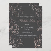 母の日の招待状、母の日のブランチ昼食 招待状 (正面/裏面)