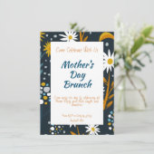 母の日の招待状 – 花とダークブルー (スタンド正面)