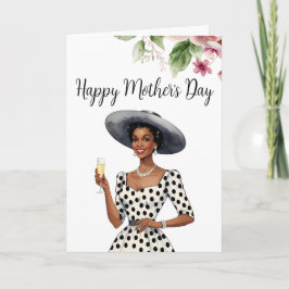 母の日の招待状 – 黒い肌の女性 サンキューカード