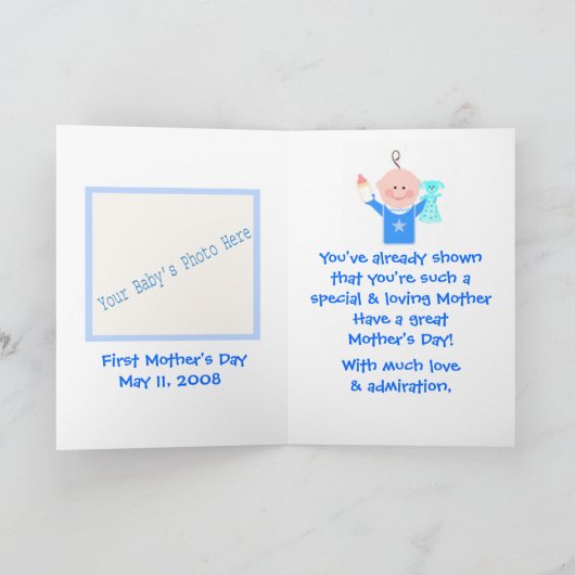 母の日の挨拶カード(男の赤ちゃん) カード (内部)