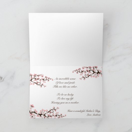 母の日の挨拶（詩） カード (内部)