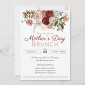 母の日の教会のブランチ ブラッシュ ピンク フローラル 招待状 (正面)