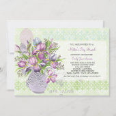 母の日の昼食の懇親会のエレガントな花柄 招待状 (正面)