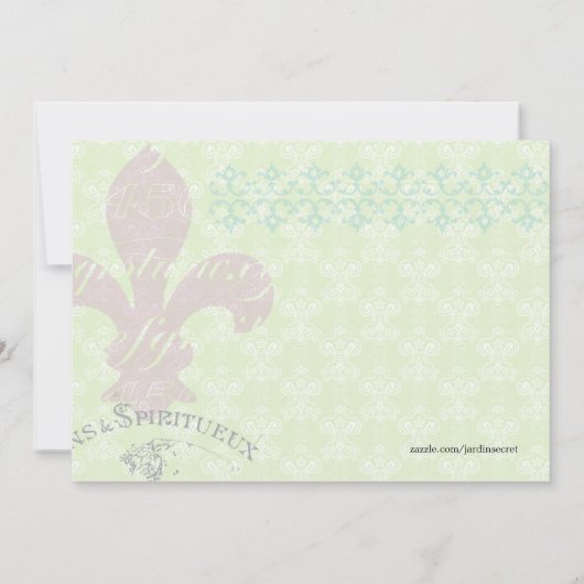 母の日の昼食の懇親会のエレガントな花柄 招待状 (裏面)