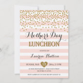 母の日の昼食会のエレガントな赤面のピンクおよび金ゴールド 招待状 (正面)