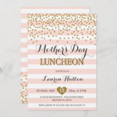 母の日の昼食会のエレガントな赤面のピンクおよび金ゴールド 招待状 (正面/裏面)