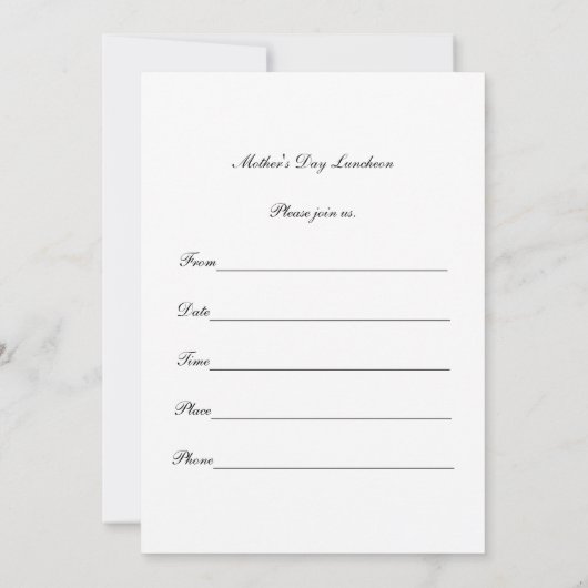 母の日の昼食会への招待状 招待状 (裏面)