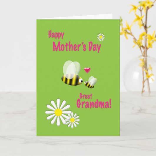 母の日の曾祖母の働き者 カード (黄色い花)