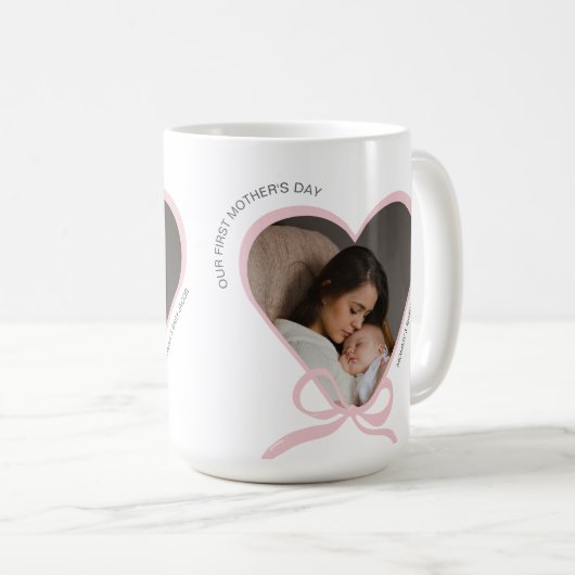 母の日の最初のカスタム写真のラブシェイプ コーヒーマグカップ (正面右)