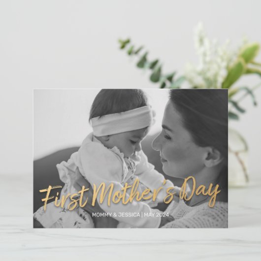 母の日の最初のクラシック文字フルフォトカード シーズンカード (スタンド正面)