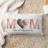 母の日の最初のベビー写真バラ金ゴールドハート ランバークッション (ブランケット)