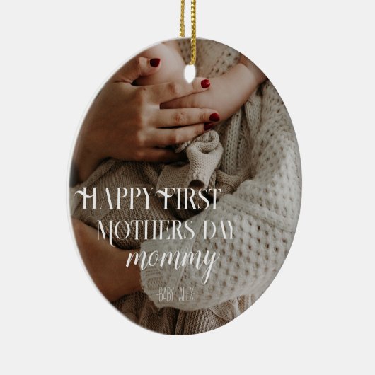 母の日の最初の写モダン真 セラミックオーナメント (右)
