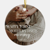 母の日の最初の写モダン真 セラミックオーナメント (正面)