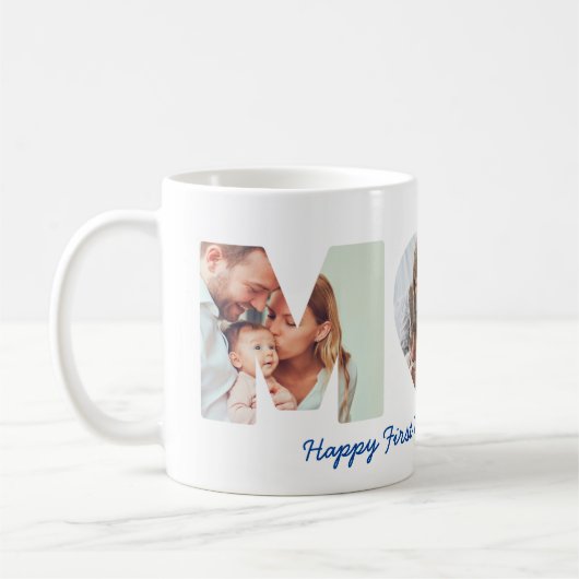 母の日の最初の母のハート写真 コーヒーマグカップ (左)