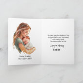 母の日の最初の母の日、ハートの形をした花、写真 サンキューカード (内部)