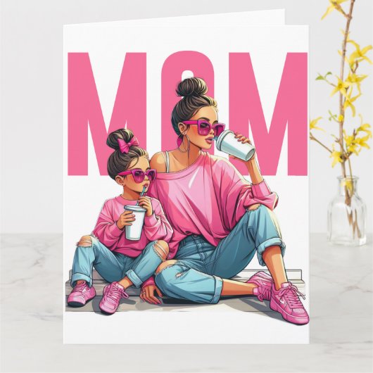 母の日の最高のマム3 スーパーママ カード (黄色い花)