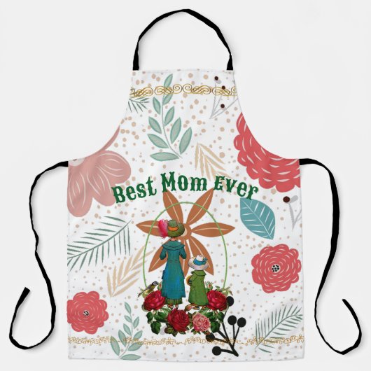 母の日の最高の母の花の田舎の国のスタイル エプロン (正面)
