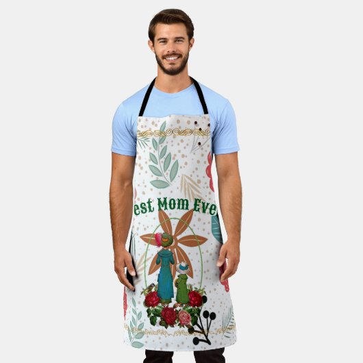 母の日の最高の母の花の田舎の国のスタイル エプロン (着用した状態)