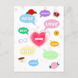 母の日の最高の言葉 ママ ワード クラウド クイーン クラウン 愛 ポストカード